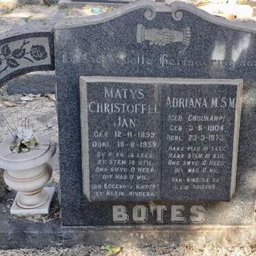BOTES Matys Christoffel Jan 1899-1959 &amp; Adriana Martha Susanna Magdalena CROUKAMP 1904-1973