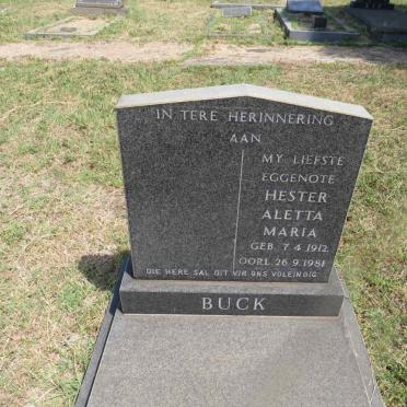 BUCK Hester Aletta Maria 1912-1981