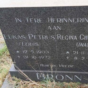 BRONN Lukas Petrus 1903-1972 & Regina Christina 1903-1988