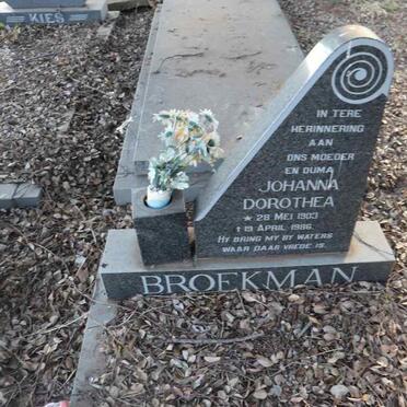 BROEKMAN Johanna Dorothea 1903-1986