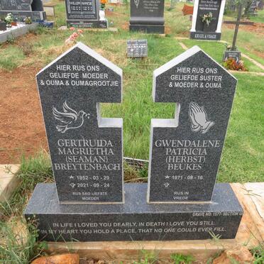 BREYTENBACH Gertruida Magrietha SEAMAN 1952-2021 :: BEUKES Gwendalene Patricia HERBST 1971-