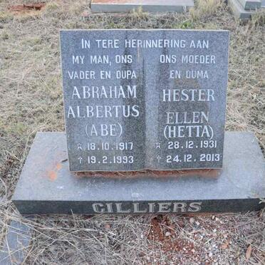 CILLIERS Abraham Albertus 1917-1993 & Hester Ellen 1931-2013