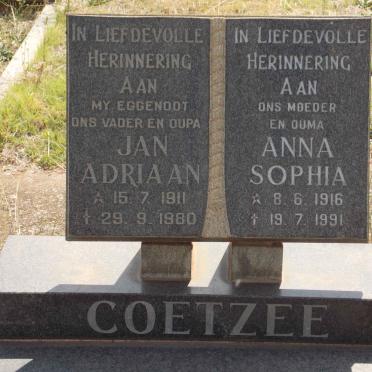 COETZEE Jan Adriaan 1911-1980 &amp; Anna Sophia 1916-1991