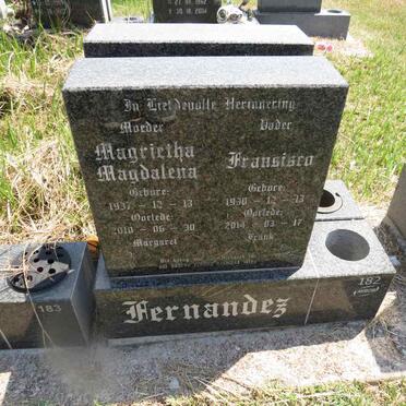 FERNANDEZ Fransisco 1930-2014 & Magrietha Magdalena 1937-2010