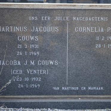 GOUWS Martinus Jacobus 1931-1969 &amp; Jacoba J.M. VENTER 1932-1969 :: GOUWS Cornelia P.J. 1959-1969