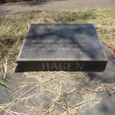 HAGEN Alida Susanna nee OTTO 1936-1972