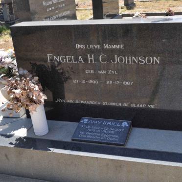 JOHNSON Engela H.C. nee VAN ZYL 1903-1967 :: KRIEL Amy 1932-2017