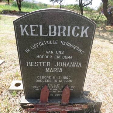 KELBRICK Hester Johanna Maria 1907-1996
