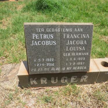 KRUGER Petrus Jacobus 1922-2014 & Francina Jacoba Louisa HERMANN 1925-1997