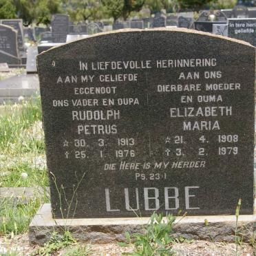 LUBBE Rudolph Petrus 1913-1976 &amp; Elizabeth Maria 1908-1979