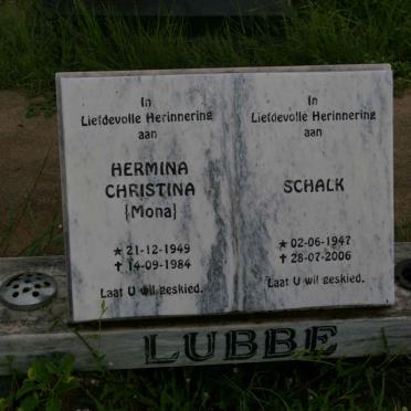 LUBBE Schalk 1947-2006 &amp; Hernina Christina 1949-1984