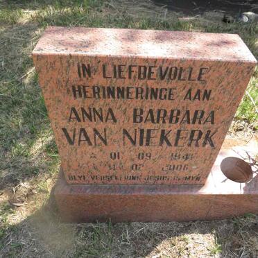 NIEKERK Anna Barbara, van 1941-2006
