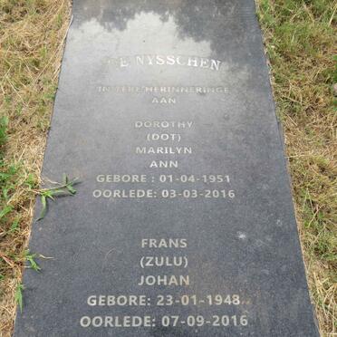 NYSSCHEN Frans Johan, de 1948-2016 & Dorothy Marilyn Ann 1951-2016
