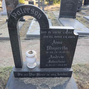 PATERSON Andrew Johnstone 1922-1984 & Anna Magaretha 1924-1983