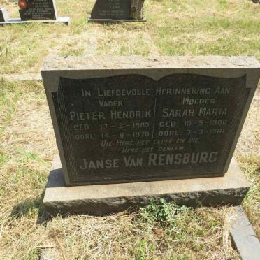 RENSBURG Pieter Hendrik, Janse van 1903-1970 & Sarah Maria 1900-1981