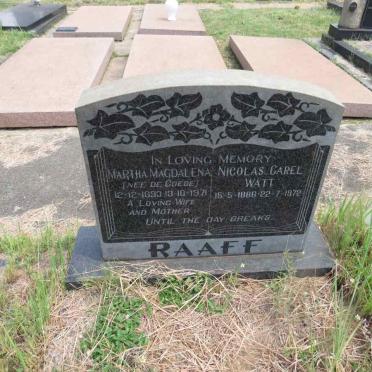 RAAFF Nicolas Carel Watt 1886-1972 & Martha Magdalena DE GOEDE 1893-1971