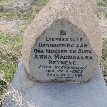 REYNEKE Anna Magdalena nee KLEYNHANS 1865-1961