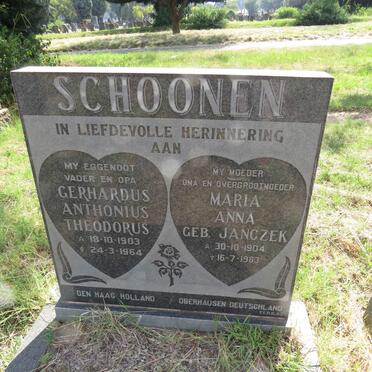 SCHOONEN Gerhardus Anthonius Theodorus 1903-1964 & Maria Anna JANCZEK 1904-1983