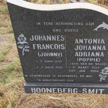 SMIT Johannes Francois, HOONEBERG- 1939-1984 & Antonia Johanna Adriana VAN DE VELDE 1939-2004