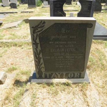 TAYLOR Ella Aletta Susailja nee STROON 1920-1971