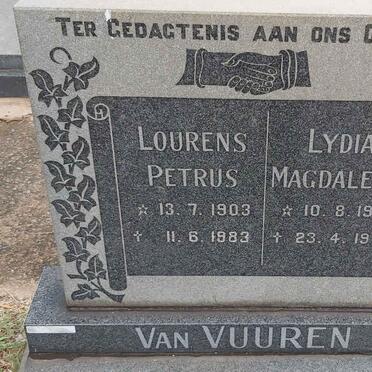VUUREN Lourens Petrus, van 1903-1983 & Lydia Magdalena 1912-1976