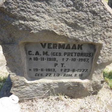 VERMAAK P.T. 1913-1977 & C.A.M. nee PRETORIUS 1918-1967
