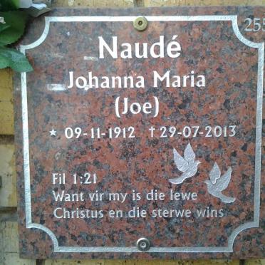 NAUDÉ Johanna Maria 1912-2013