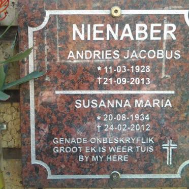 NIENABER Andries Jacobus 1928-2013 &amp; Susanna Maria 1934-2012