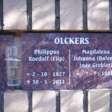 OLCKERS Philippus Roedolf 1927-2011 &amp; Magdalena Johanna GROBLER 1931-