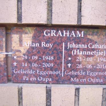 GRAHAM Allan Roy 1948-2009 &amp; Johanna Catharina 1948-2016