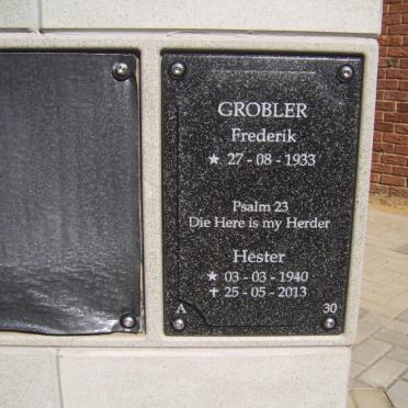 GROBLER Frederik 1933- &amp; Hester 1940-2013