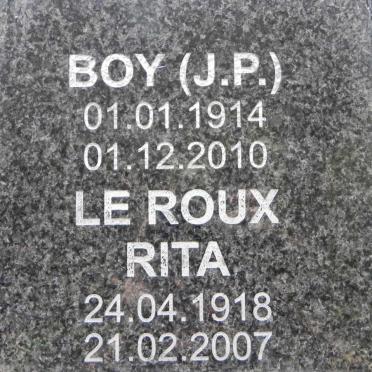 ROUX J.P., le 1914-2010 &amp; Rita 1918-2007