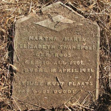 SWANEPOEL Martha Maria Elizabeth nee ROOS 1904-1930