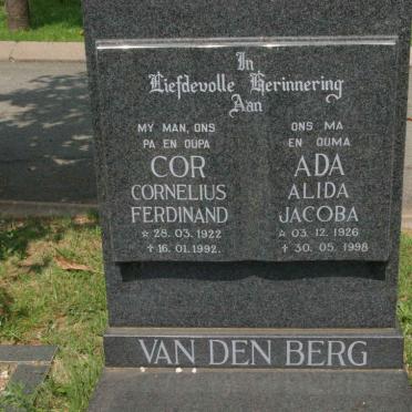 BERG Cornelius Ferdinand, van den  1922-1992 &amp; Alida Jacoba 1926-1998