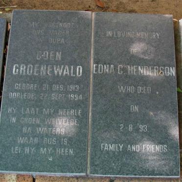 GROENEWALD Coen 1913-1994 :: HENDERSON Edna C.  -1993