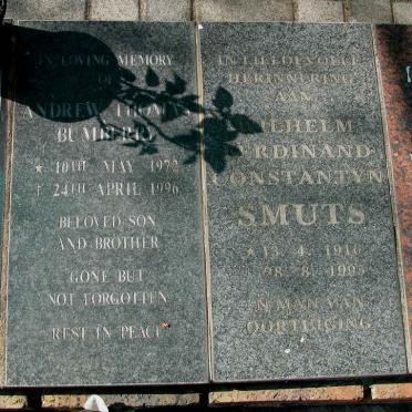 BUMBERRY Andrew Thomas 1972-1996 :: SMUTS Wilhelm Ferdinand Constantyn 1916-1995