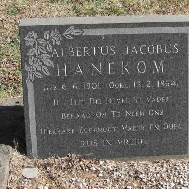 HANEKOM Albertus Jacobus 1901-1964