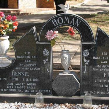 HOMAN Hennie 1928-1991 &amp; Frances 1931-2007
