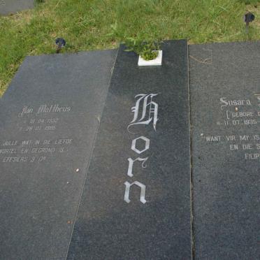 HORN Jan Matheus 1932-1985 &amp; Susara Susanna DE LANGE 1935-