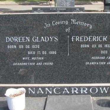 NANCARROW Frederick Anthony 1933-2008 &amp; Doreen Gladys 1936-1986 