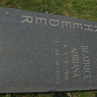 RHEEDER Beatrice Adriana 1916-1986