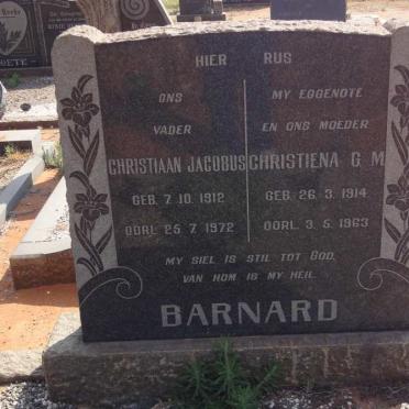 BARNARD Christiaan Jacobus 1912-1972 &amp; Christiena G.M. 1914-1963