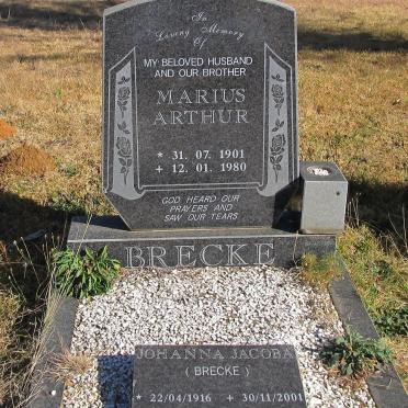 BRECKE Marius Arthur 1901-1980 :: DU TOIT Johanna Jacoba nee BRECKE 1916-2001