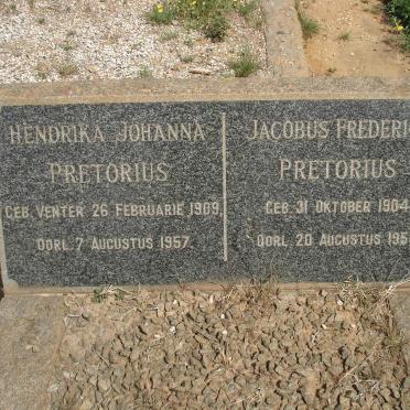 PRETORIUS Jacobus Frederick 1904-1950 &amp; Hendrika Johanna VENTER 1909-1957