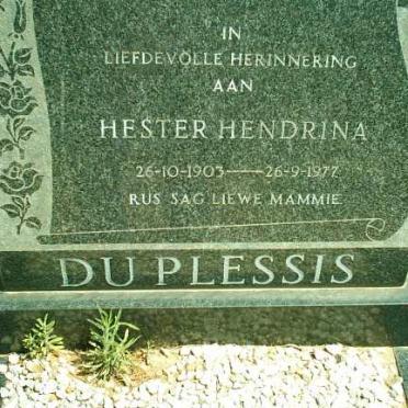 PLESSIS Hester Hendrina, du 1903-1977