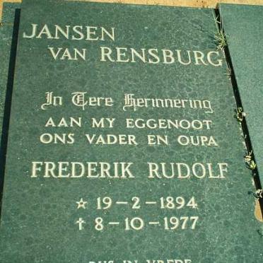 RENSBURG Frederik Rudolf, Jansen van 1894-1977