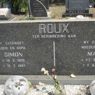 ROUX Simon 1905-1997 &amp; Maria 1907-1991