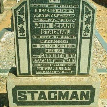 STAGMAN John Gerard -1936 &amp; Caroline Olivia WARD - 1944