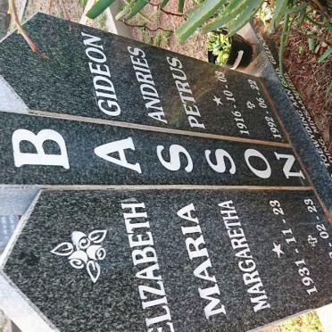 BASSON Gideon Andries Petrus 1916-1992 &amp; Elizabeth Maria Margaretha 1931-2002