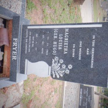 FRYER Magrietha Louisa nee HUGO 1922-2016